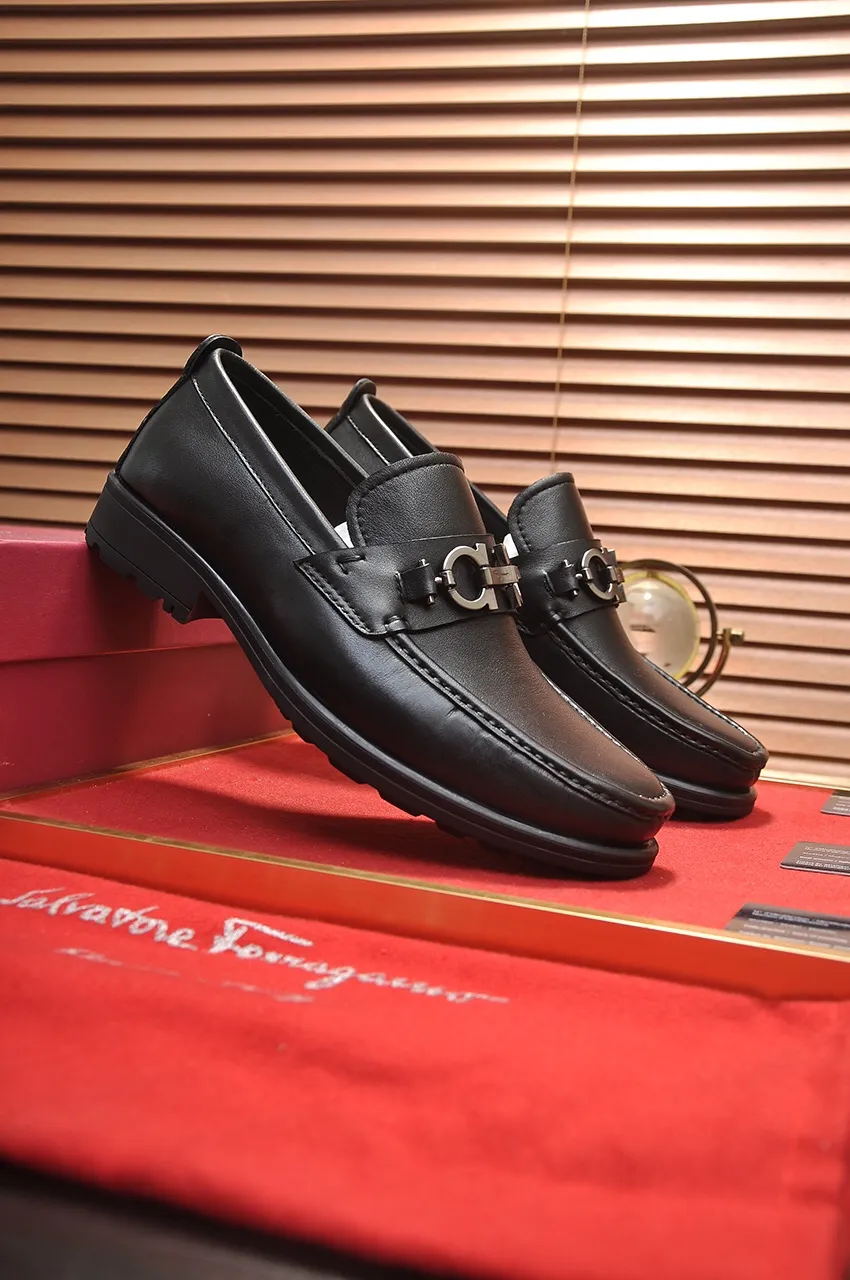 Men's shoes 💰500💶[Ferragamo/Ferragamo] The latest model in the counter. Original imported open-sided high-quality cowhide hand-woven + imported 🐂 cowhide + original luxury metal buckle + original combination outsole. Comparison without pressure 38--44🎉